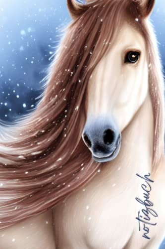 Notizbuch: Liniert Tagebuch Pferd Winter Art
