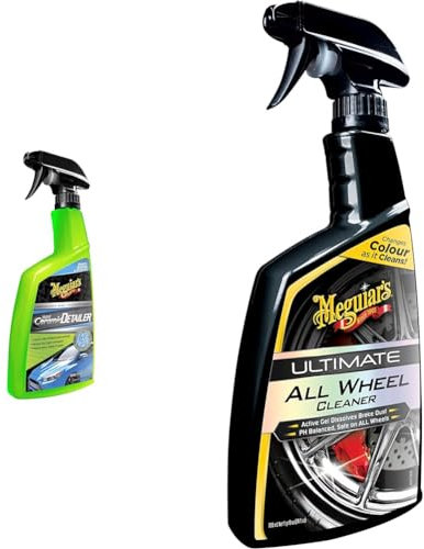 Meguiar's G200526EU Hybrid Ceramic Detailer 768ml Enhances Wax, Coatings and Sealants & G180124EU Ultimate All Wheel Cleaner Iron Remover 709ml, Changes colour as it cleans!, Brown, purple