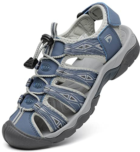 Dannto Women's Sport Hiking Sandals Closed Toe Athletic Water Shoes,BU,7