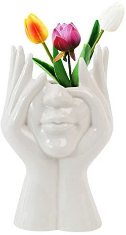 Nizirioo Künstlerische Kopf Vase: Moderne Schicke Abstrakte Weibliche Form Halbkörper Blumenvase - Boho Deko Tischdekoration für Büro, Küche und Heimdekoration