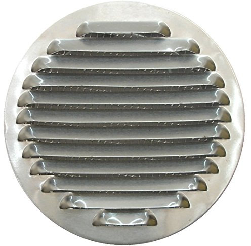 Tapa de Ventilación Circular de Aluminio Antirrobo con Malla, Salida de Aire para Campana Extractora, Difusor de Aire para Cocina, Baño y Armarios, Resistente a la Intemperie. (Diámetro 12 cm)