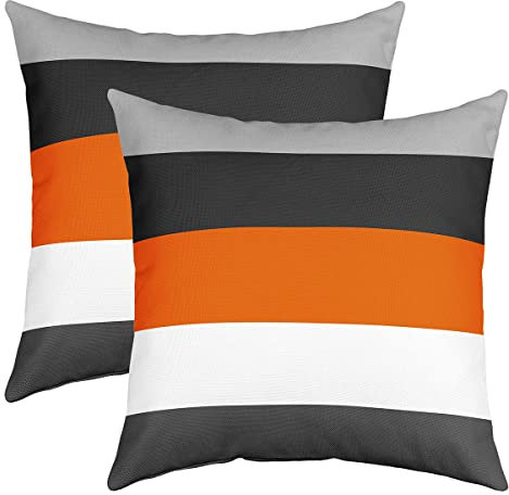2er Set Kissenbezüge Geometrie Kissenbezüge 40x40cm Geometrische Rechteckige Grau Orange Weiß Schwarz Dekokissen Dekor Kissenhülle Kissenbezug Umkehrbar Moderne Abstrakte Kunst Wurf Dekokissen
