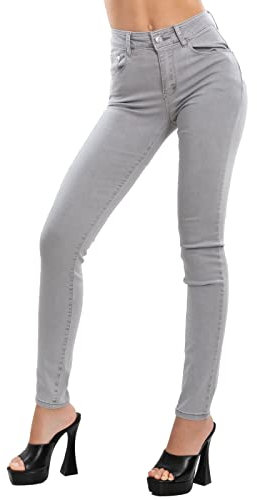 Toocool Damenjeans Skinny Slim Stretch Enganliegend VI-8006, hellgrau, L