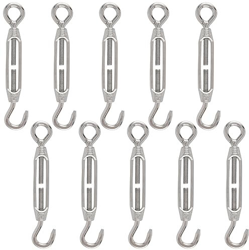 PUCSIQ 10 Stuck M4 Drahtspanner Spannschloss Drahtspanner Haken Verstellbare Spannschloss m4 304 Edelstahlspanner Set für Spannen Nachspannen und Einstellen Der Elastischen Wirkung Seilzubehör