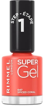 Rimmel, Vernis à Ongles Super Gel, 047 Spiced coral, Vernis Gel, Résultat Professionnel, Longue Tenue, Sèche comme un Vernis Classique, 12 ml