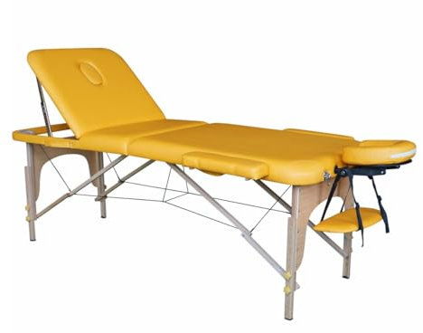 Polironeshop Venus - Klappbare Massageliege aus Holz, Professionell für Kosmetiker, Tätowierer und Spa, Gelb