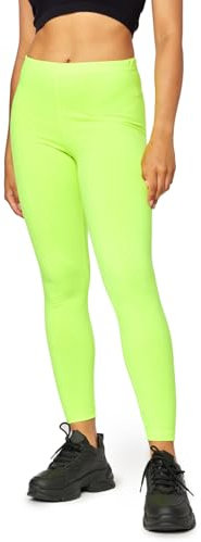 Bellivalini Leggings Longs Femmes Néon Fluo des Années 80 Sport Fête Gym BLV50-293 (Jaune Fluo, S)