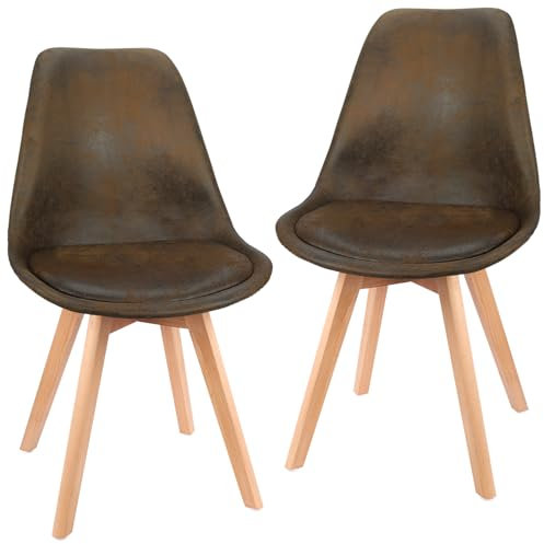 FRUOGO 2er Set Esszimmerstühle mit 28 mm dicken Massivholz Buche Bein,Der Stoff ist EIN Wildlederimitat Wohnzimmerstuhl,Gepolsterter Skandinavische Küchenstühle Polsterstuhl