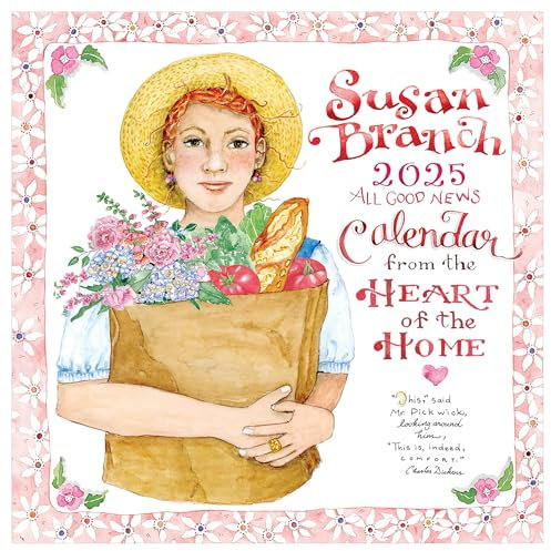 TF PUBLISHING Susan Branch Wandkalender 2025, große Raster für Termine und Terminplanung, vertikaler monatlicher Wandkalender 2025, Organisation für Zuhause und Büro, mattes Papier, 30,5 x 30,5 cm