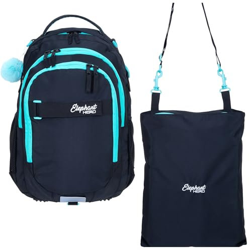 Elephant 2 Teile Set Schulrucksack HERO SIGNATURE Rucksack + Turnbeutel ATTACH BAG (Tiff Türkis 13015)