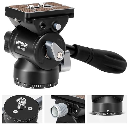 Unibase Video Fluid Head for Camera Tripod, Pan Tilt Video Head with Arca Swiss Quick Release Plate, Panoramic Head for Compact DSLR Camera Mirrorless Camera, 11lbs/ 5kg Max Payload