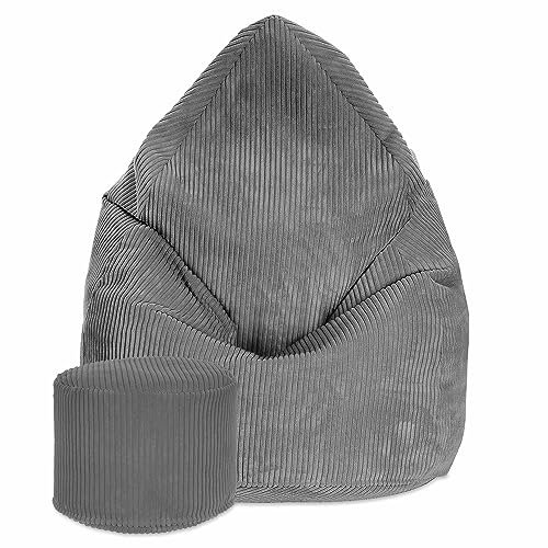 DreamRoots Sitzsack Cord Erwachsener Sitzsäcke Jugendlicher Teenager 80x80x120cm - Sitzsack mit Füllung, Hocker, Lehne und Bezug - Bean Bag Chair - Sitzkissen Boden - Chill Sack