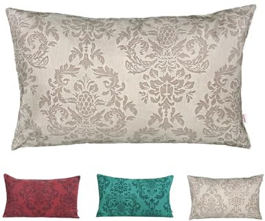 beties Epoche Kissenbezug ca. 30x50 cm Kissenbezug mit 3D Ornament auf Baumwolle Halbpanama-Bindung aus deutschem Unternehmen in hochwertiger Qualität (Linen-Taupe)