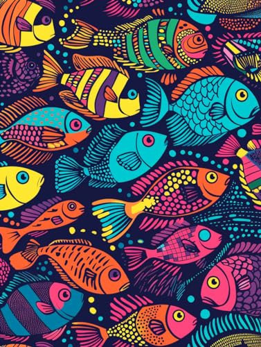 Bimkole DIY 5D Diamond Painting Zubehör, Diamant Malerei Kit Fisch Voll Runde Bohrer Malen nach Zahlen Malerei Stickerei Kreuzstich Diamond Dekoration (30X40cm) Qm2897