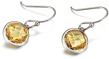 Bishilin Ohrhänger Edelstahl Silber, Ohrringe Hängend mit Gelb Zirkonia Ohrringe Jugendstil Modeschmuck