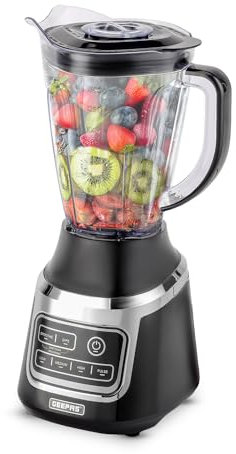 GEEPAS Professional Blender 900W, 1.5L BPA Free Container Stainless Steel Blades Jug Blender Smoothie Maker with 2 Automatic Programs; Smoothie, Dip, 3 Speeds & Pulse Electronic Control