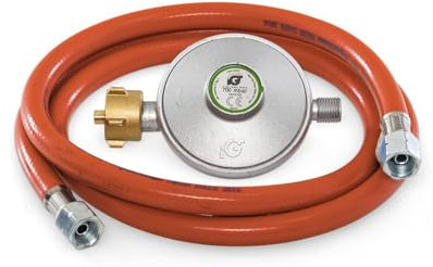 SIAL Gasregler 700 mbar Frankreich, Gasschlauch 1,50 m, Geeignet für Propan-/Butanflaschen nach Französischen Standards Valve (Q10B/Q15B/Q15/Q15E)