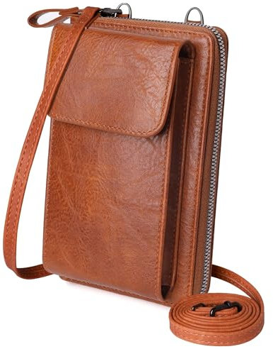 Narunii Sac Portefeuille Femme Bandouliere Portefeuilles Femme,Sac à Main pour Téléphone Portable,Sac à bandoulière Femme Sac à Dos en Cuir PU (Brun-2)
