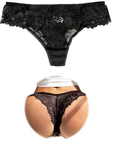 ohmydear String Tanga Große Größen Brasilien Damen Slip Sexy Unterwäsche Schwarz Niedrige Taille Unterhosen Damen Spitze Slips Bikini Höschen Komfort Panties für Frauen für Alltag XXL