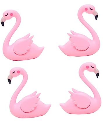 VILLFUL 4stücke Flamingo-kunststoffornament Kuchendekoration Modisches Auto Oder Wohndekor Flamingo-ornament Zum Tischschmuck Flügel Zum Öffnen