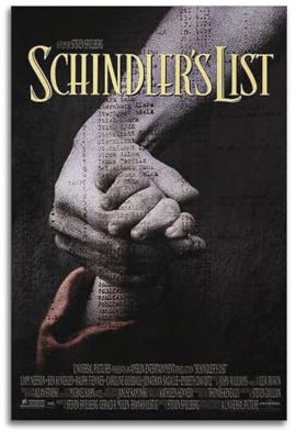 XQHMEP Schindler's List Poster, Wandkunst, Cover, Zimmer, Vintage-Poster, dekoratives Gemälde für Schlafzimmer, Wohnzimmer, ästhetisches, elegantes Poster, 20 x 30 cm, ungerahmter Stil