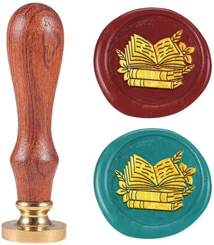 DELORIGIN Buchblumen Wachssiegelstempel Siegelstempel 25mm Abnehmbarer Messingkopf Mit Holzgriff Siegelstempel Siegelwachs Für Umschläge Grußkarten Studenten