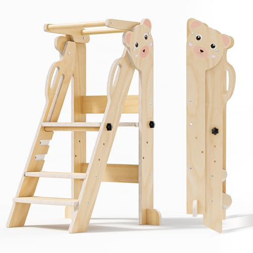 Helangel Tour pliable pour tout-petits - Tour d'apprentissage pour enfants - Réglable pour 18 mois à 5 ans - Conçue pour la sécurité