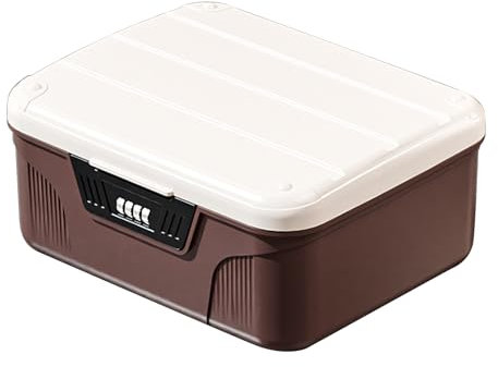 ACESOME Lockable Medicine Box, Medicine Lock Box, Child-Resistant Combination Lock Box with Partition, Lockable Container for Refrigerator Food Safe Locking Box Tablet Phone (Coffee, 26x22x12 cm)