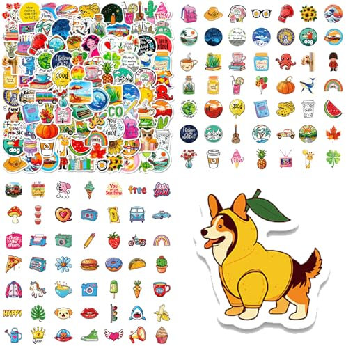 200 Stück Cute Kawaii Sticker, Aufkleber Set, Kinder Erwachsene Teenager, Niedliche ästhetische Aufkleber, Für Laptop, Handy, Wasserflasche, Skateboard, für Teens, Mädchen, Kinder