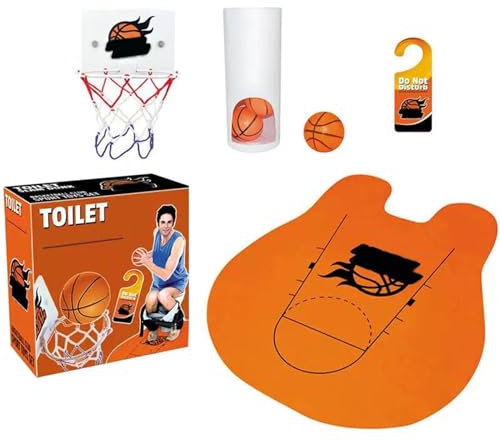 Generisch Toiletten-Basketball-Set, Toiletten-Basketballspiel - Basketballkorb-Set - Interaktives Badezimmer-Sportspielzeug, interessantes Basketballspiel-Set für Schlafzimmer-Badezimmer