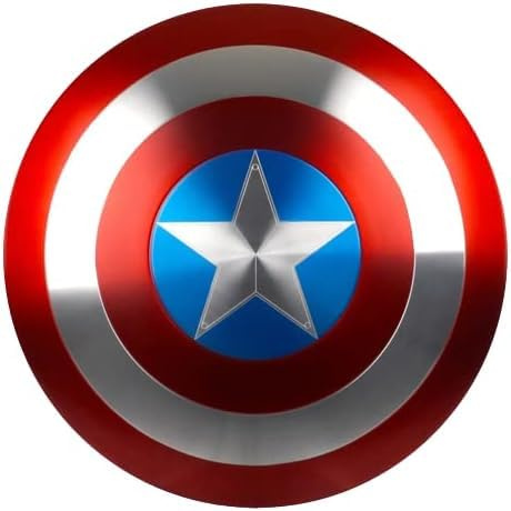 Gulvintilabcal Captain America Schild – Metallrequisite Replik – Bildschirmgenau – Maßstab 1:1 – 55,9 cm Schild mit verstellbaren Lederriemen und Aluminiumhalterungen – Filmrequisite für Erwachsene