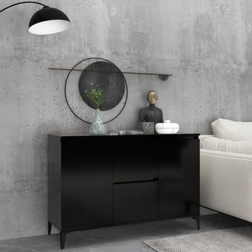 Myheimly Sideboard Kommode Anrichte Schrank Beistellschrank Mehrzweckschrank Standschrank Wohnzimmer Flur Sideboard Schwarz