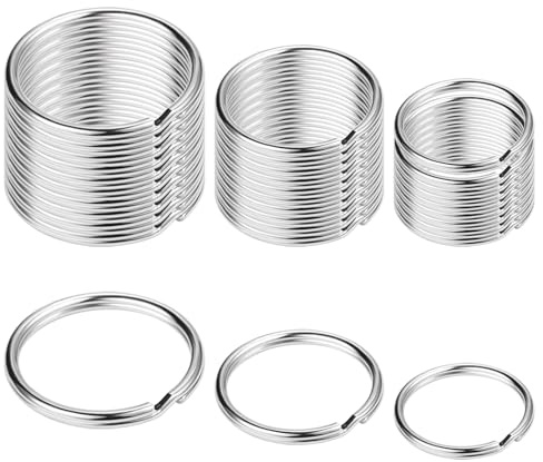 LAOJU Schlüsselringe, Schlüsselanhänger aus Edelstahl 30 Stück DIY Schlüssel Ringe Flache Splitring für Autoschlüsselschlüssel Hundemarke und Kunsthandwerk(25 mm, 30 mm, 35 mm)