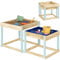 AIYAPLAY Lot de 2 bacs à sable en bois, tables de jeu d'extérieur pour sable et eau avec fond de table, table sensorielle de pique-nique pour enfants âgés de 3 à 8 ans, finition bois naturel