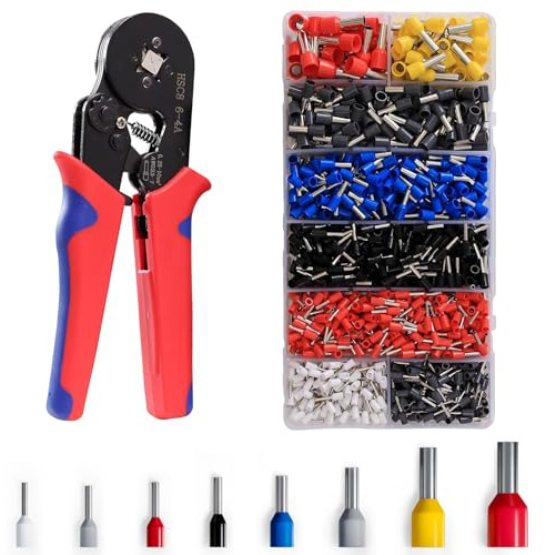 Lot de 1200 manchons de câble de 0,25 mm² à 10 mm² - Jeu de pinces à sertir - Raccords filetés - Manchons de câble isolés