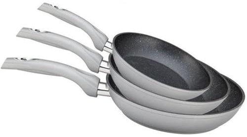 Pfannenset 3-teilig Induktion 20, 24, 28 cm Marmor Bratpfanne Pfanne Antihaft Beschichtete für alle Herdarten - Sichere Griffe, spülmaschinenfest Keramikbeschichtung
