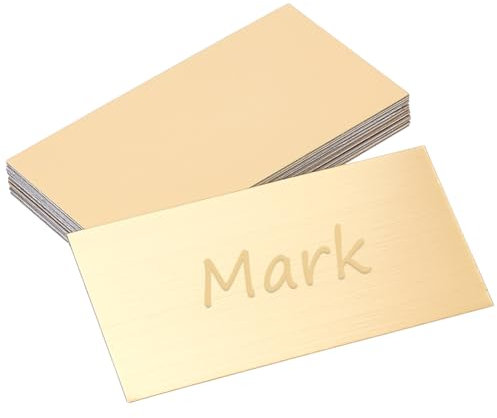 UNICRAFTALE 20 placas de identificación de acero inoxidable 201 personalizadas con respaldo adhesivo, placas grabadas de 100 x 50 mm, etiquetas personalizadas de metal para puertas y premios