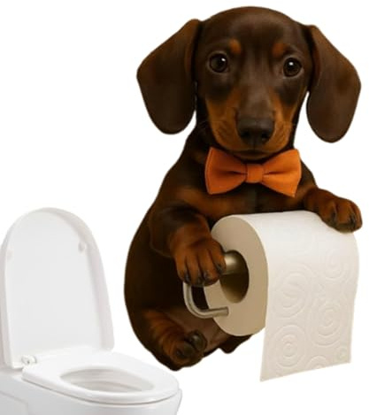 l 22 x 16 x 12 cm Porte-rouleau de papier toilette pour chien Distributeur de rouleaux en résine Décoration de salle mignonne Nouveauté Porte-rouleau de cuisine debout sans support de papier de