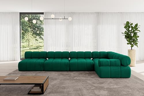 ALTDECOR Modulares Sofa Ecksofa in L-Form Corner modular Sofa Eckcouch Couch Wohnlandschaft Cauchsofa Polstersofa Mende-L3-380x190x70 cm Dunkelgrün