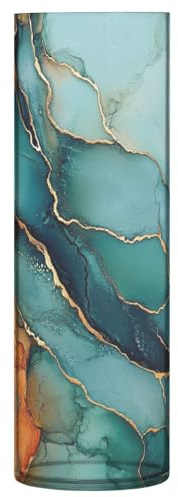 Marmorvase aus Kunststoff, Türkis, Orange, 30 x 9 cm, Vasen für Tische, unzerbrechlich, für Eingangsbereich, Küche, Bücherregal, Dekoration