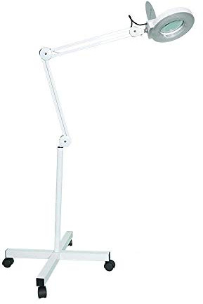 Magnifying Glass Floor Standing 5X 8X 10X Magnifier Lamp for Beauty Skin Manicure Tattoo Salon,White