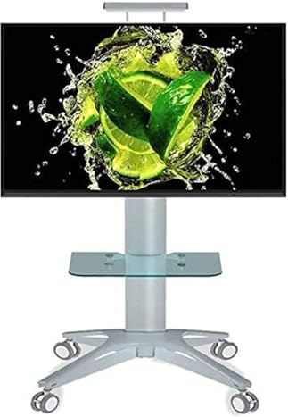 QUSYZD Mobiler TV-Ständer auf Rädern, mobiler TV-Wagen, neig- und schwenkbarer TV-Ständer für 32-70 Zoll, trägt bis zu 80 kg, weiß,White