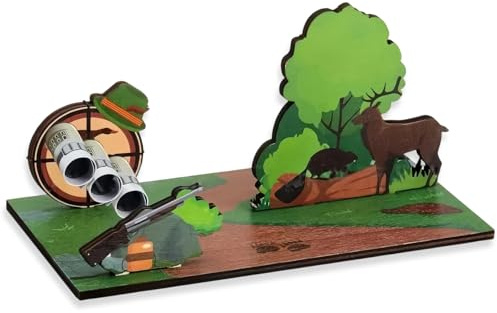 Shwdsy Geldgeschenk Geburtstag, 3D Jagd Geschenke für Männer, Holz Geldgeschenk Einschulung, Kreative Geschenke für Freund, Stabil und Langlebig, für Vatertag und Feierlichkeiten