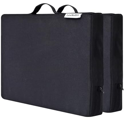 2-Pack Portable Stadium Seat Cushions with Handle, 2.2 Thick Bleacher Cushions for Adults,900D Waterproof Oxford Seat Cushion for Bleachers & Bleacher Pad for Sports Events Office Beaches (Black)