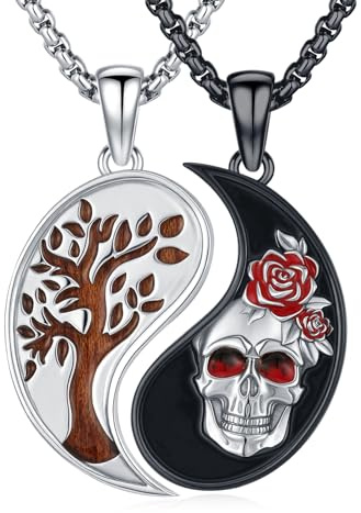 REDSUN Yin Yang Halskette Sterling Silber Sonne Mond Kette Elefant Anhänger für Paar BFF Kette 2 Stück Schmuck Geschenke für Damen Herren Couple Tochter