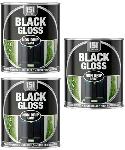 VARNOX, Black Gloss Non-Drip Paint 300ml – Hard-Drying, High-Performance Gloss with Durable Hard-Build Formula – Ideal for Wood, Metal & Concrete – Interior & Exterior Use (3PCS)