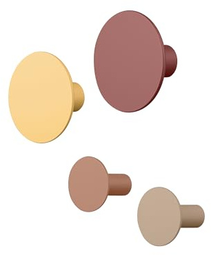 blomus Wandhaken -PONTO- | 4er Set runde Garderobenhaken aus Stahl | Mantelhaken Garderobe Farbe New Wheat | Ø 5 cm