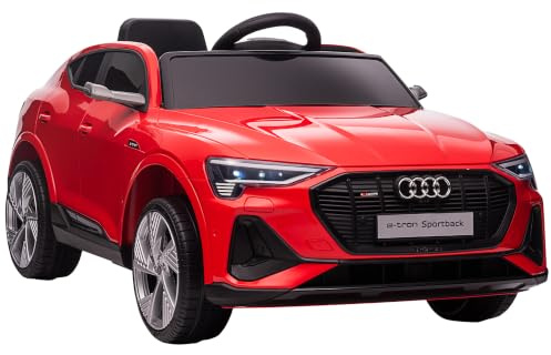 HOMCOM Elektro Kinderauto 12V Audi E-tron Elektrofahrzeug 3-5 Jahre Rot | Mit Fernbedienung, Sicherheitsgurt, Musikfunktion MP3/USB/TF, Kinderfahrzeug, 3-5 km/h