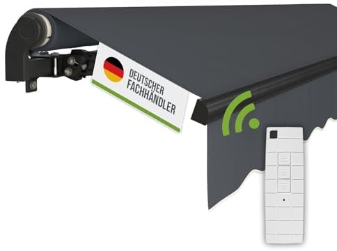 empasa Elektrische Gelenkarmmarkise 'Start Plus' Markise Sonnenmarkise | Sonnenschutz, komplett vormontiert, Verschiedene Größen und Farben, Farbe:anthrazit, Größe:200 x 150 cm