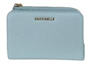 Coccinelle Leder Geldbörse Metallic Soft Wallet Aquamarine hellblau
